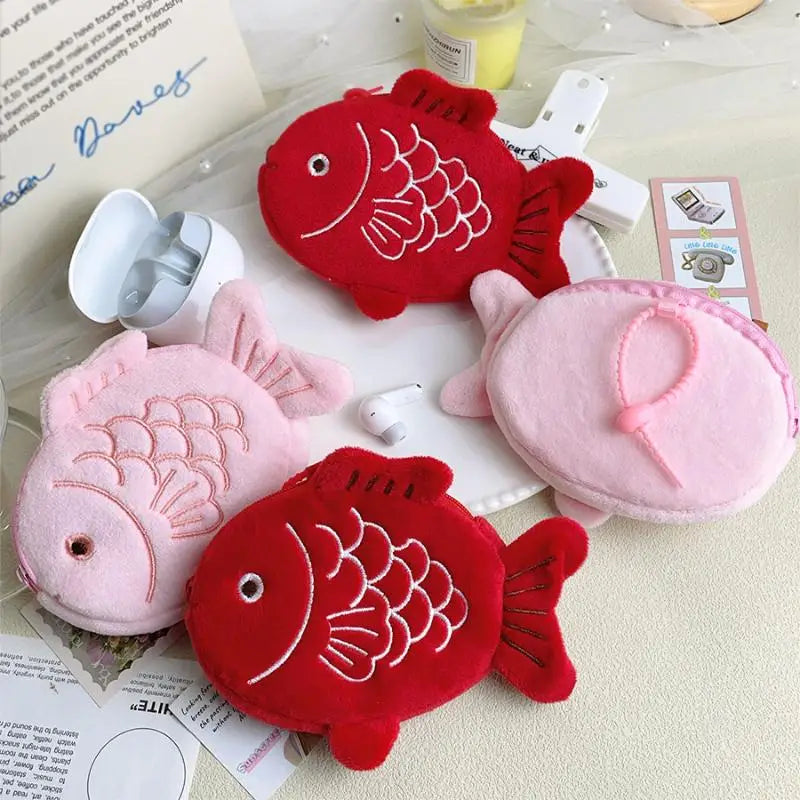 Koi Fish Plush Coin Purse – Cute Zipper Wallet & Earbud Pouch Plush Coin Purse Oasis Select