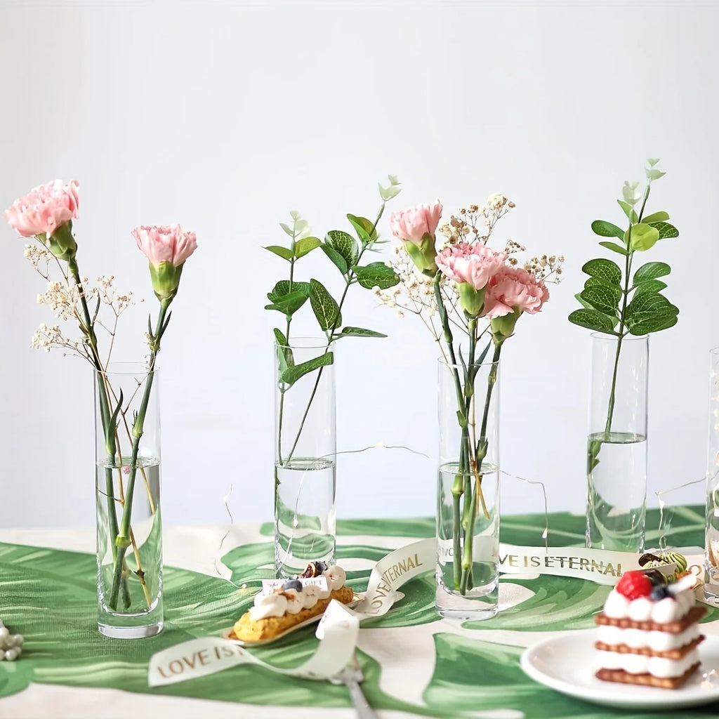 12 Pieces Glass Cylinder Vase, Clear Small Flower Vase, Home Decoration Vase, Party Decoration Vase, Suitable for Wedding Oasis Select