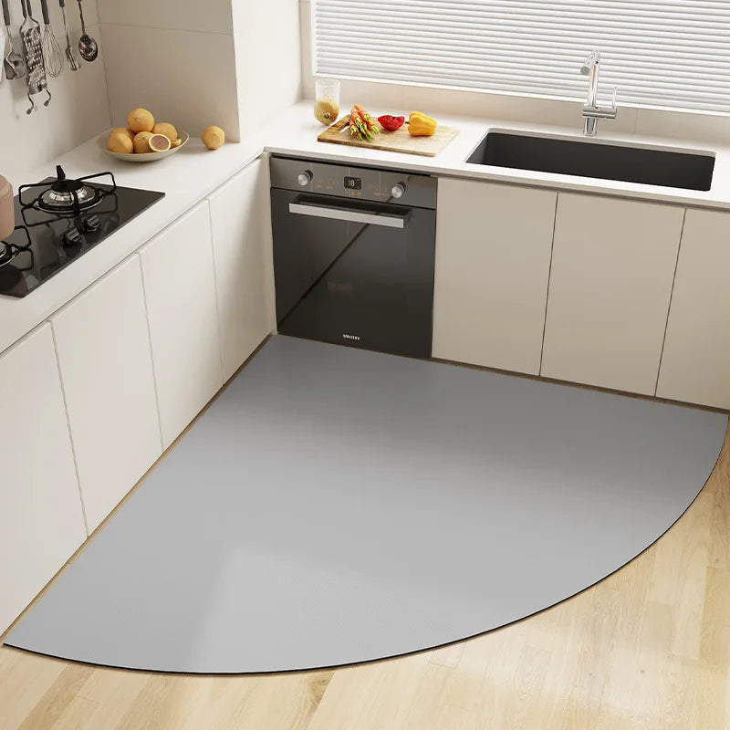 Absorbent Corner Kitchen Floor Mat Long Fan Diatomite Kitchen Rug Soft Washable Carpets Anti Slip Bathroom Entrance Doormat Oasis Select C 80X80cm