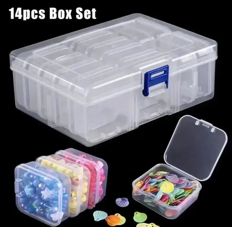 Transparent Plastic Box, Packaging Box, Female Jewelry Portable Handheld Diy Handmade Material Desktop Storage Set Box Oasis Select 14gird