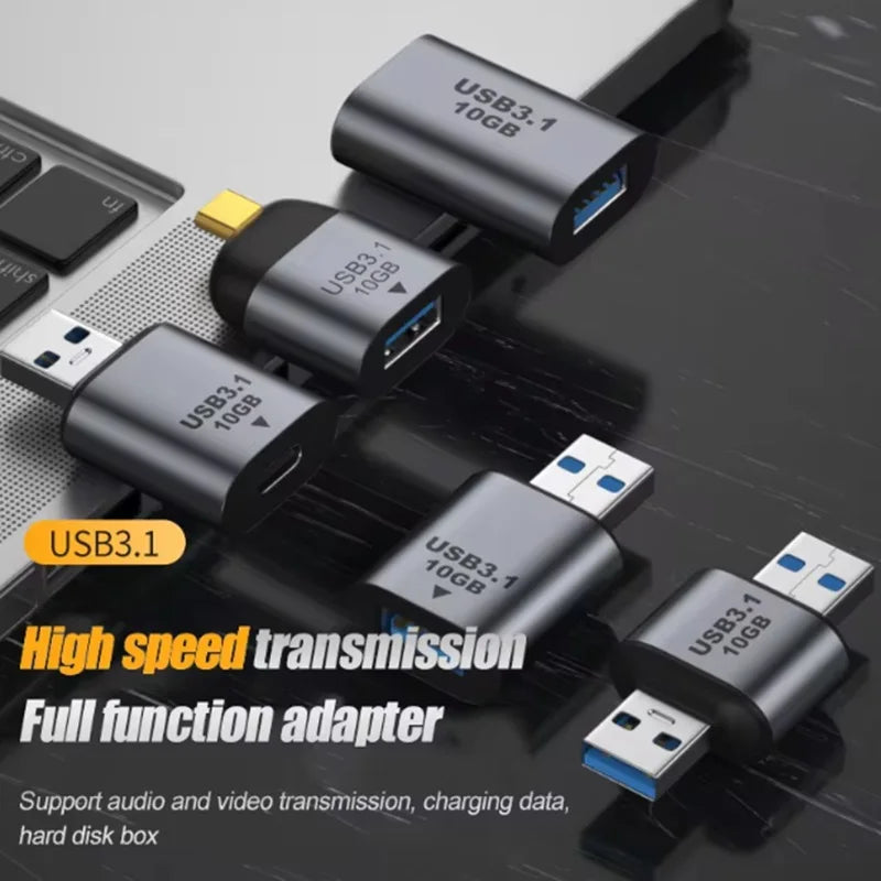 USB C to USB 3.1 Adapter OTG 10Gbps Fast Data Transfer Type-C 3A Charging Converter Adapter for Laptop PC Charger Power Bank Oasis Select