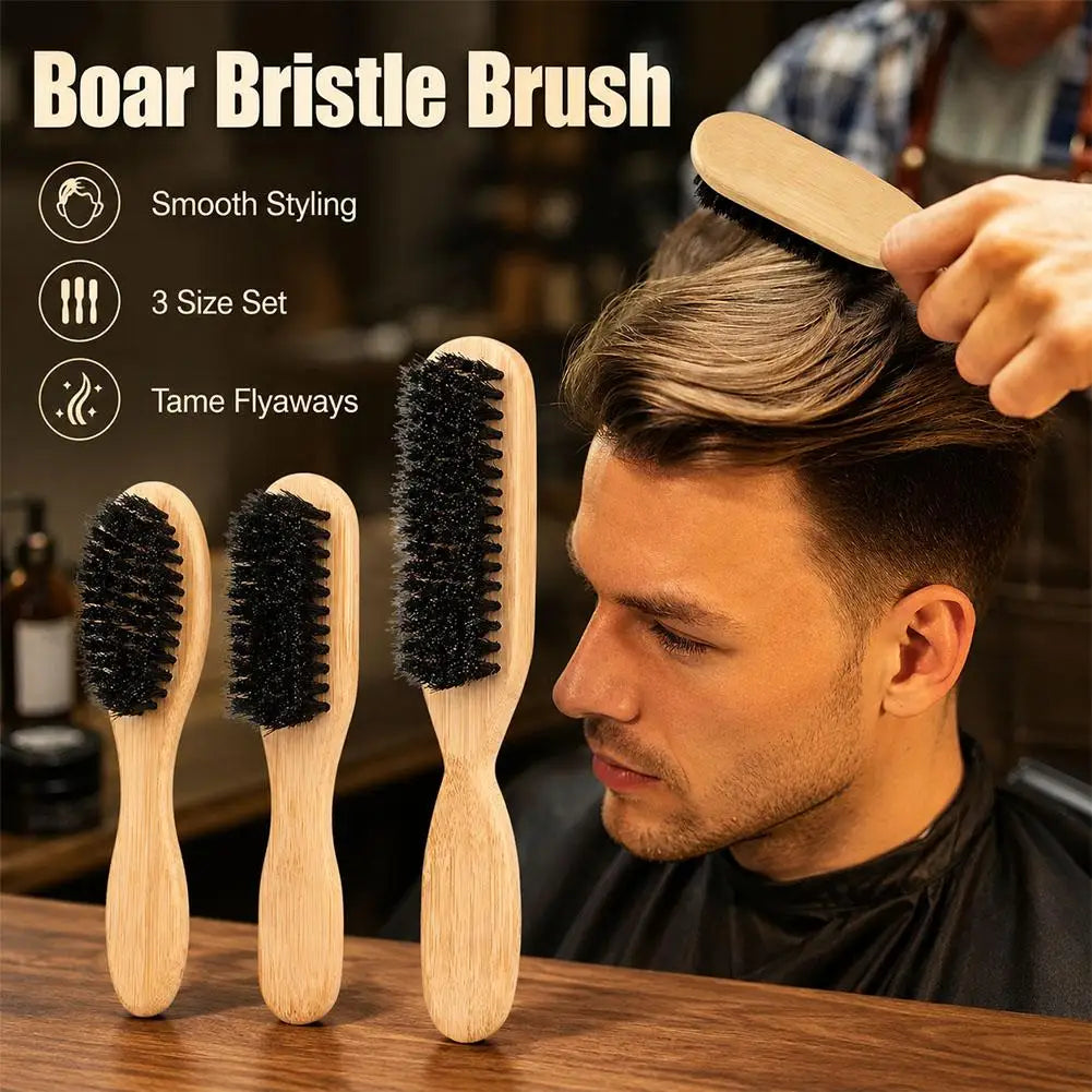 Natural Boar Bristle Beard Brush Wooden Handle Men's Grooming Tool for Clean Beard Oil Hair Styling Fade Cleaning Brush Oasis Select