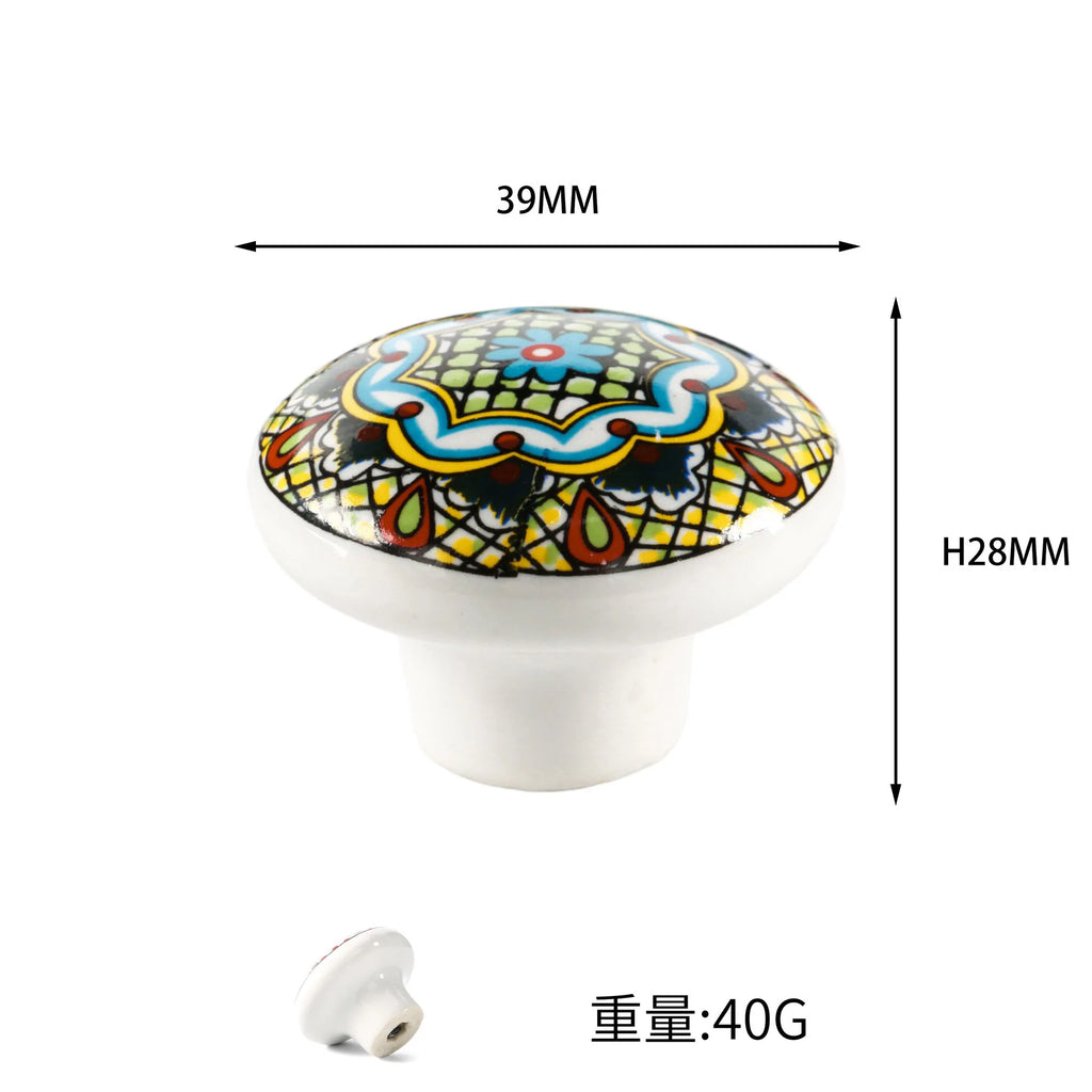 Bohemian Style Ceramic Knob 1pcs, Antique Metal Finish Screw In Pull Handles for Cabinet Doors and Drawer Oasis Select Silver