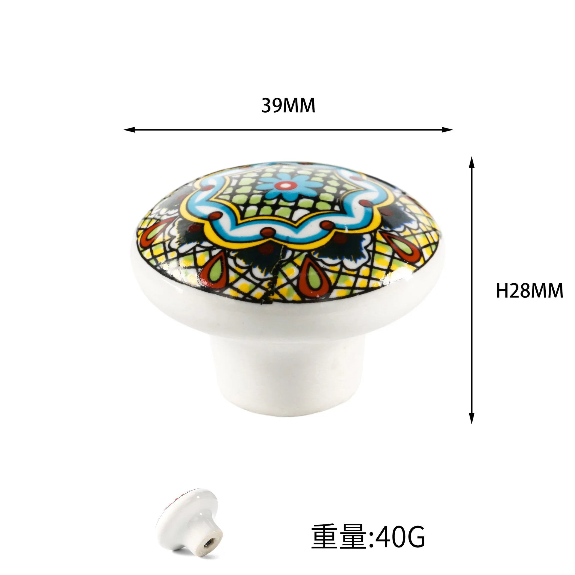 Bohemian Style Ceramic Knob 1pcs, Antique Metal Finish Screw In Pull Handles for Cabinet Doors and Drawer Oasis Select Silver