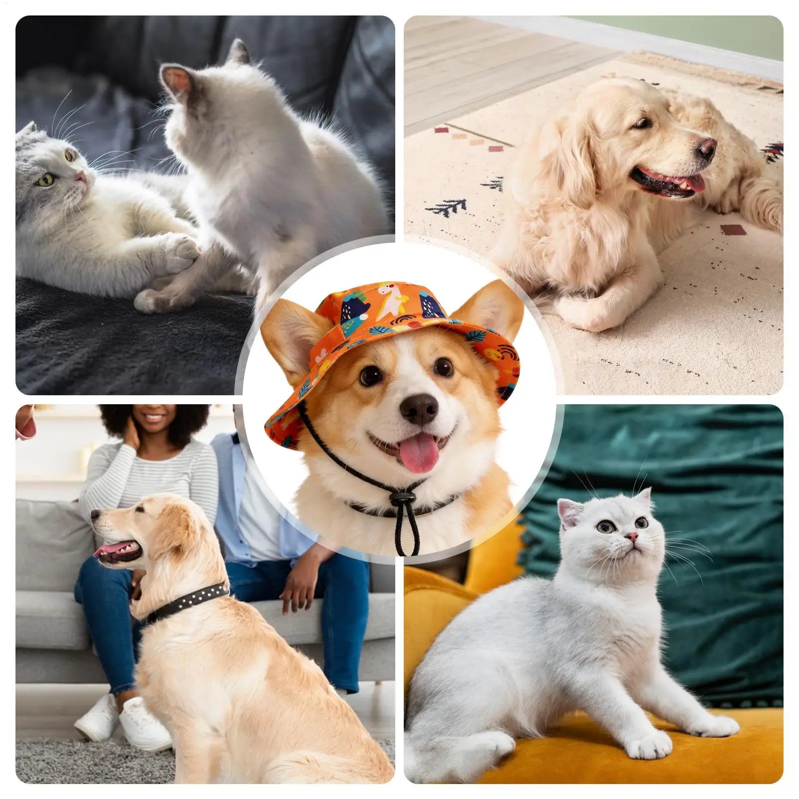 Adjustable Dog Fisherman Hat Ear Exposed Breathable Pet Hat Fashion Dog Sunscreen Hat for Beach Summer Outdoor Oasis Select
