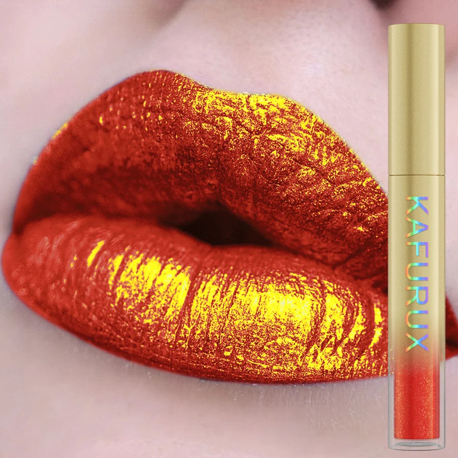 KAFURUX Glitter Lip Gloss – 14 Shades, Metallic & Waterproof
