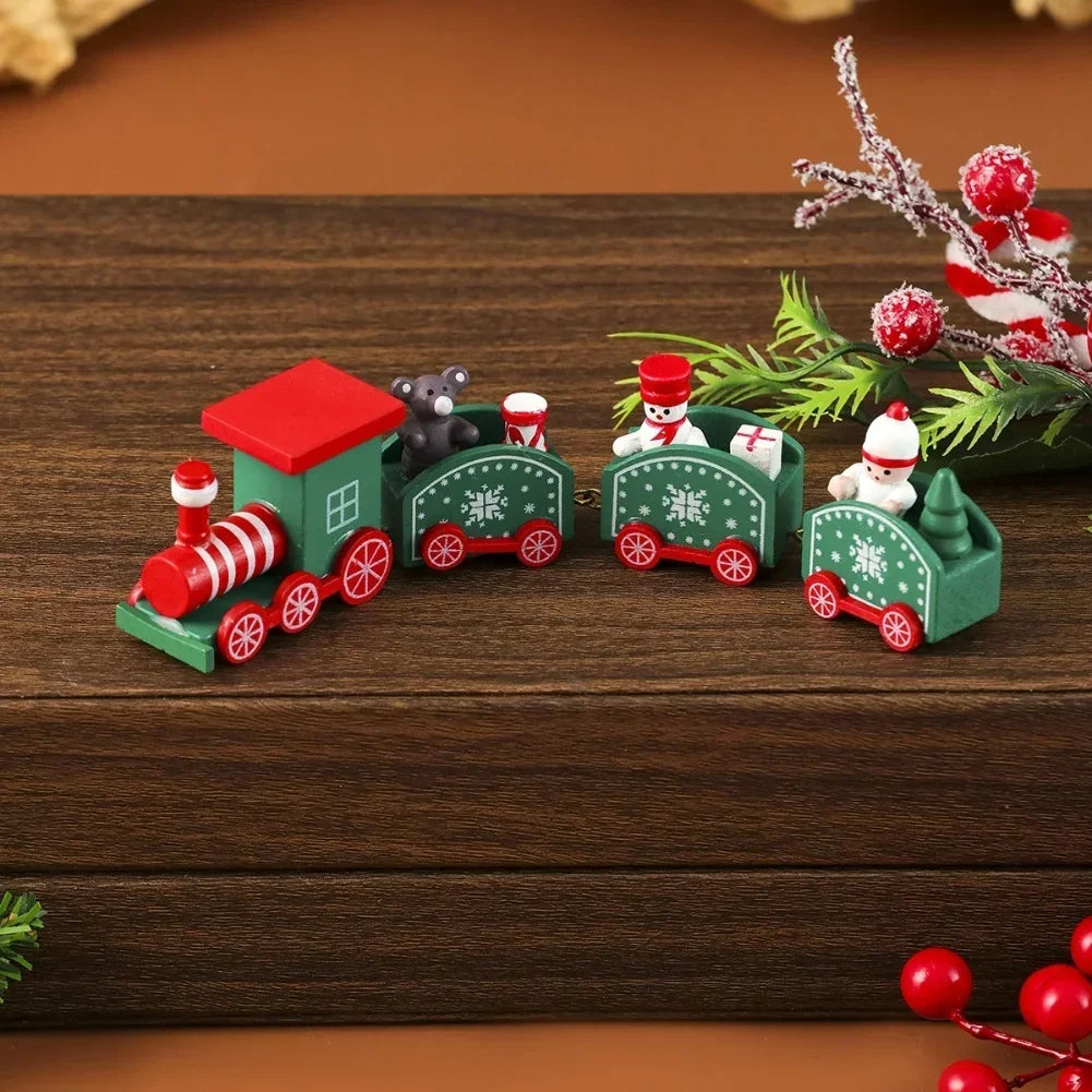 Tabletop Display As Shown Christmas Train Decoration Charming Painted Design Sturdy Wood Material Christmas Decorations Oasis Select