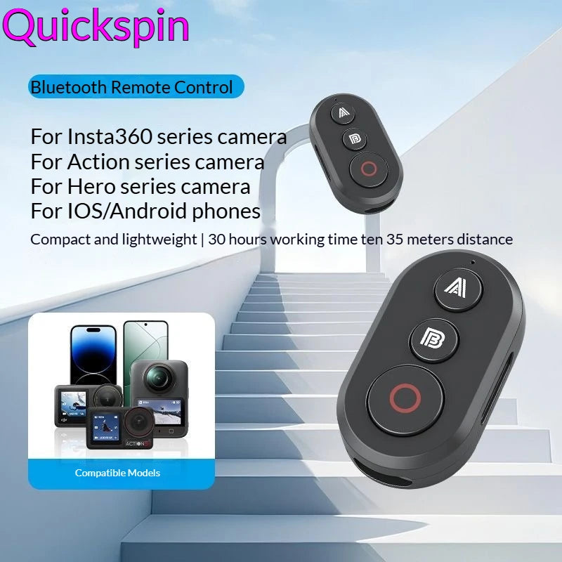Bluetooth Remote Control for Insta360, GoPro & DJI + Wrist Strap
