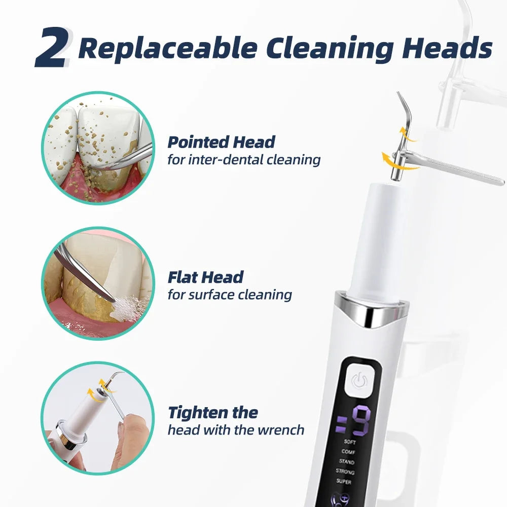 AFDEAL Ultrasonic Dental Scaler – 5 Modes, 9 Levels, LED