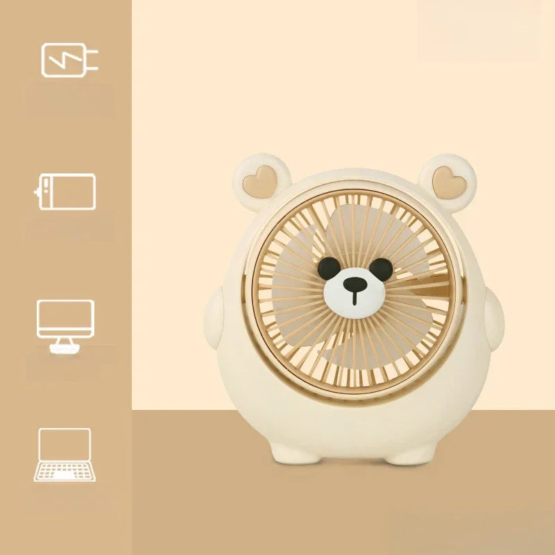 URGGU USB Portable Desktop Fan – Cute Heart & Bowknot Style