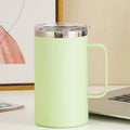 650ML Double-layer Coffee Cup with Lid Insulated Cup Vacuum Stainless Steel Double Layer Large Capacity Portable Traveling Oasis Select Green 650ml