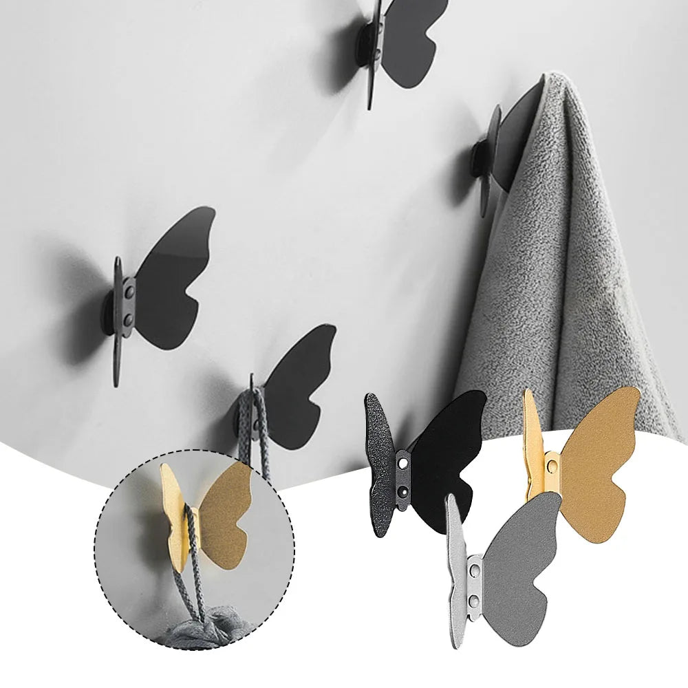 Butterfly Frosted Aluminum Wall Hook – Decorative Storage Hook