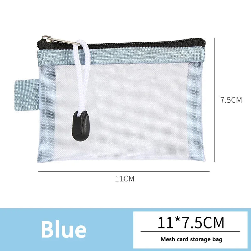 1/2pcs Storage Bags Mesh Cosmetic Bag Wallet Nylon Small Coin Purse Mini Zipper Pouch Mesh Storage Bags ID Credit Card Holder Oasis Select Blue