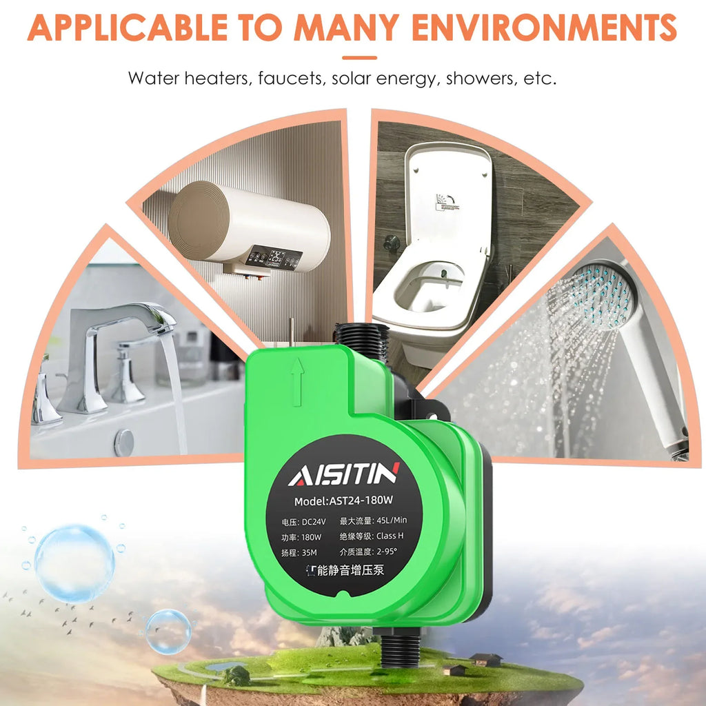180W Auto Booster Pump Automatic for Low Water Pressure in Home 24V Auto Pressure Controller Household Water Heater Boost Shower Oasis Select