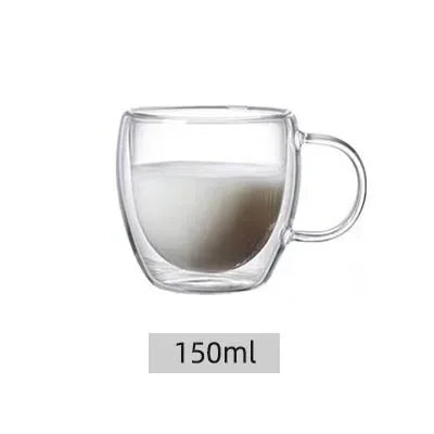 150-450ml Coffee Cup Double Wall Transparent Glass with Handle Double-layer Heat Insulation High Temperature Juice Milk Cup Oasis Select 150ml 301-400ml
