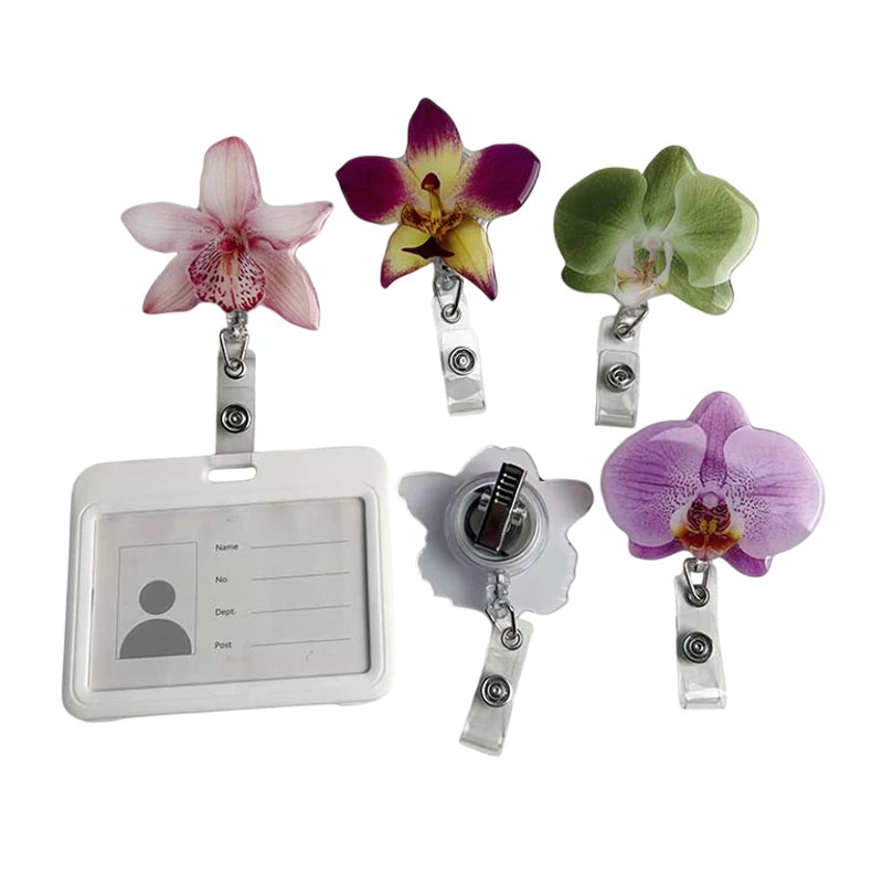 Flower Acrylic Bag Charm | Alligator Clip Retractable ID Holder Bag Charm Accessory Oasis Select
