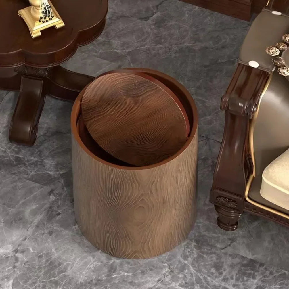Retro Wood Trash Can Waterproof Wastebasket Decoration Bathroom Dustbin Household Large Capacity Garbage Bin Kitchen Accessories Oasis Select