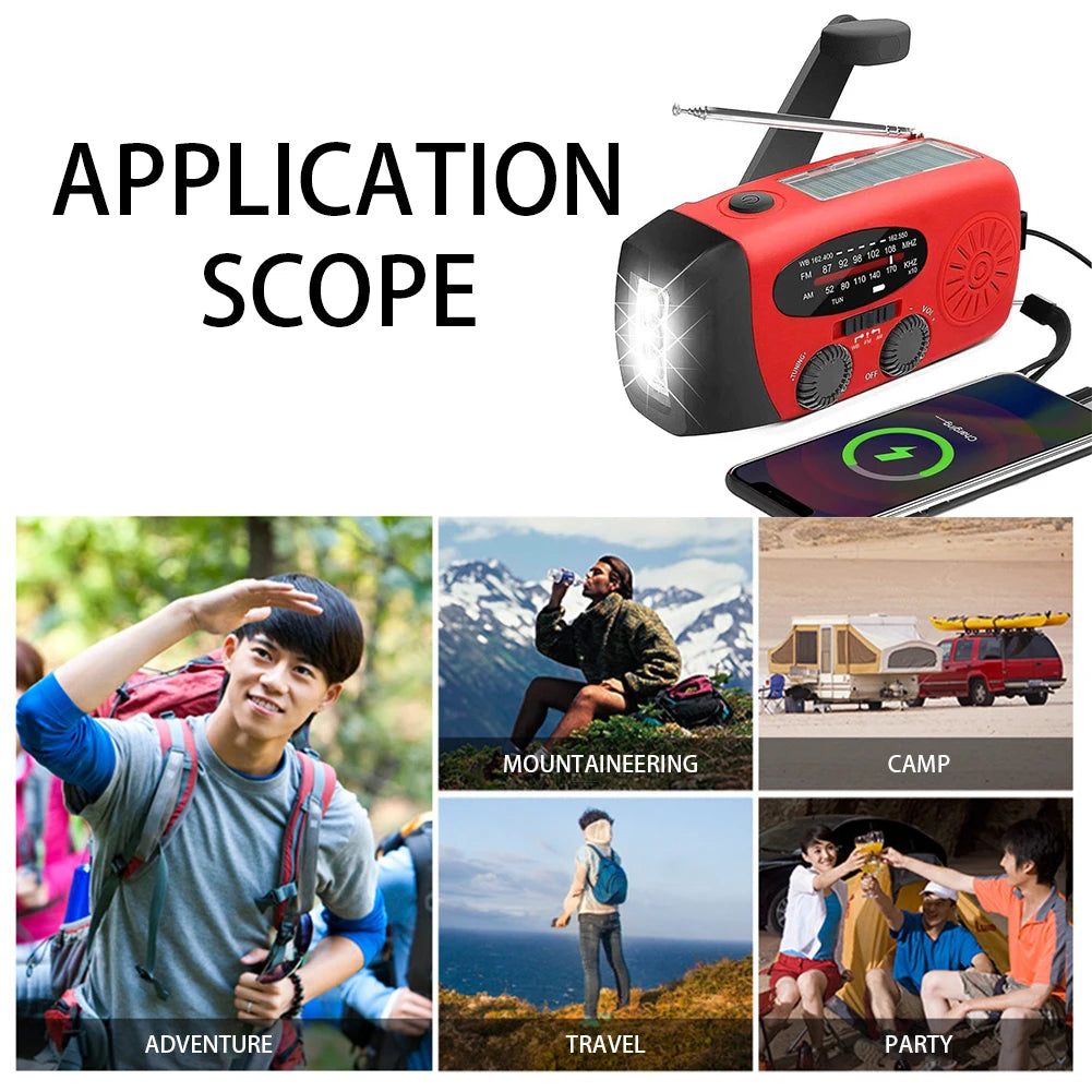 Solar Hand Crank Emergency Radio AM/FM/NOAA + USB Charger