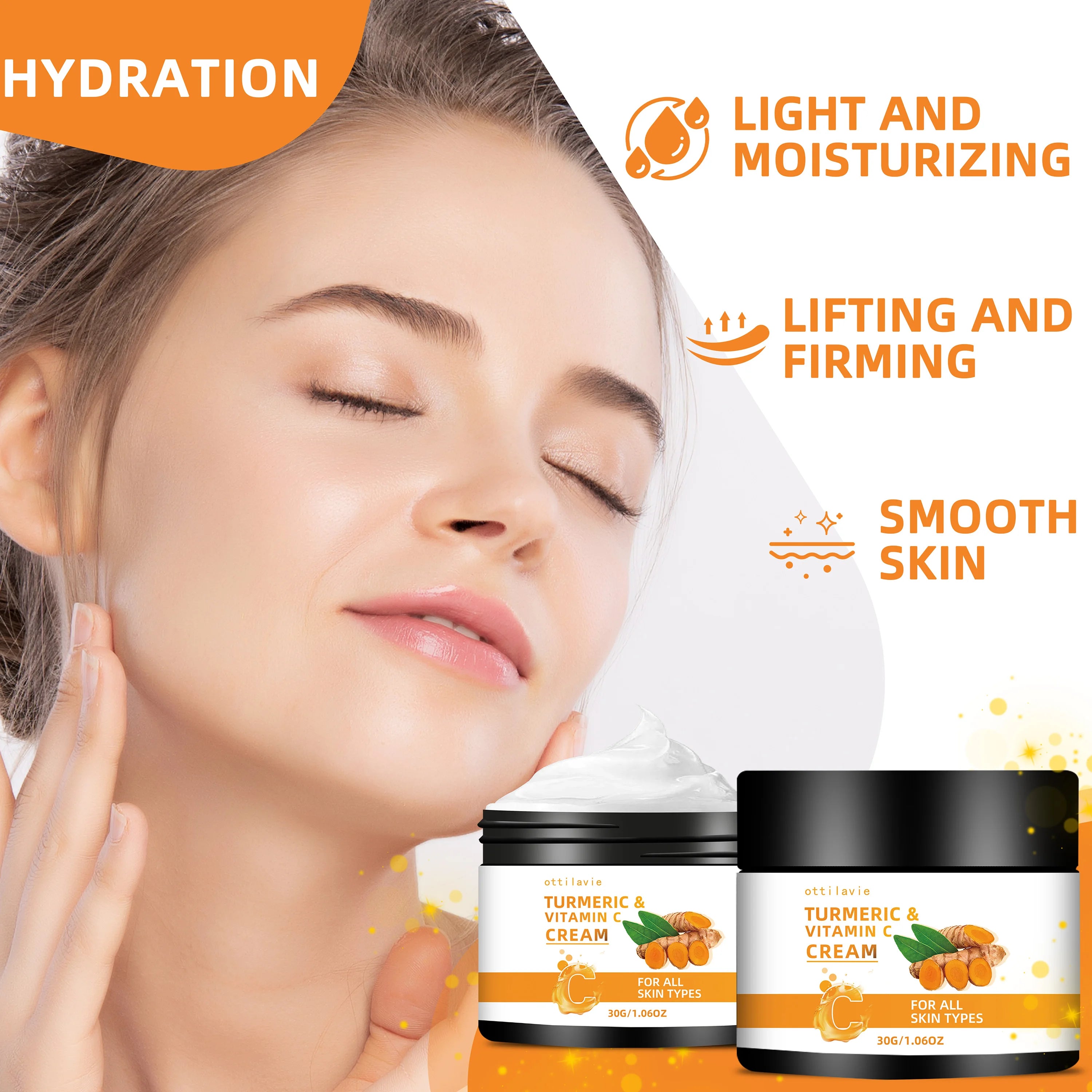 Turmeric & Vitamin C Cream 2pc Set – Hydrating, All Skin Types Face & Body Cream Oasis Select