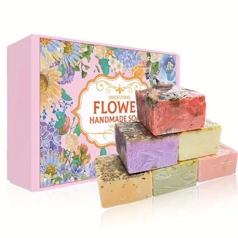 6pcs Creative Roses, Jasmine, Lavender Essential Oil, Soap and Soap Gift Box, Moisturizing Bath Soap, Suitable for Friends Oasis Select MULTI 600g