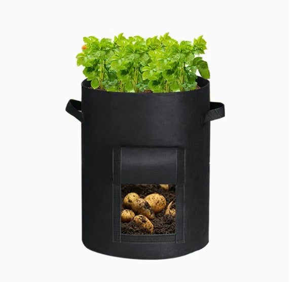 1PC Felt Potato Planting Bag Large Diameter Vegetable Plant Seedling Bag Non-Woven Felt Potato Growing Bucket Oasis Select black