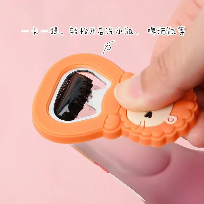 Cartoon Small Animal Bottle Opener Refrigerator Magnet Pvc Soft Glue 3D Creative Magnetic Cool kitchen Gadgets Oasis Select