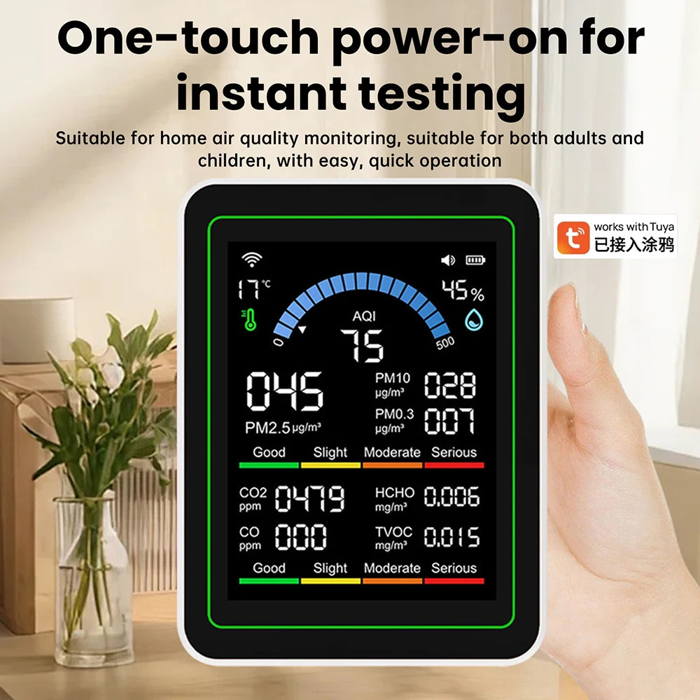 Multifunctional Digital Air Quality Monitor CO2 CO TVOC HCHO PM Meter Digital Temperature Humidity Tester Home Air Detector Oasis Select