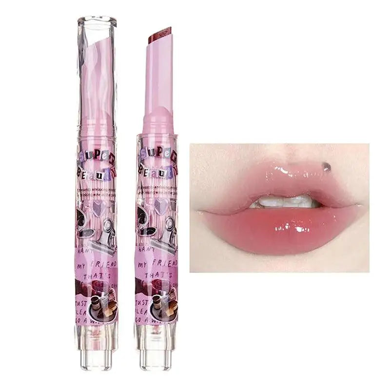 2025 New Florette Clear Jelly Lip Glaze Flower Love Shape Mirror Lipstick Waterproof Non-stick Cup Lipstick Korea fashion Makeup Oasis Select