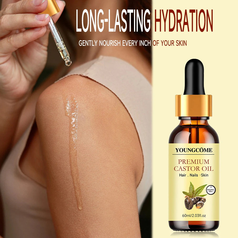 Pure Cold-Pressed Castor Oil for Hair, Skin & Lashes | 40/60ml Castor Carrier Oil Oasis Select