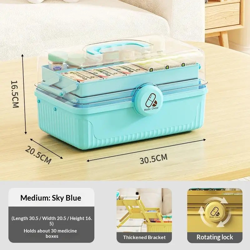 3-Tier Foldable Medicine Organizer | Portable First Aid Box