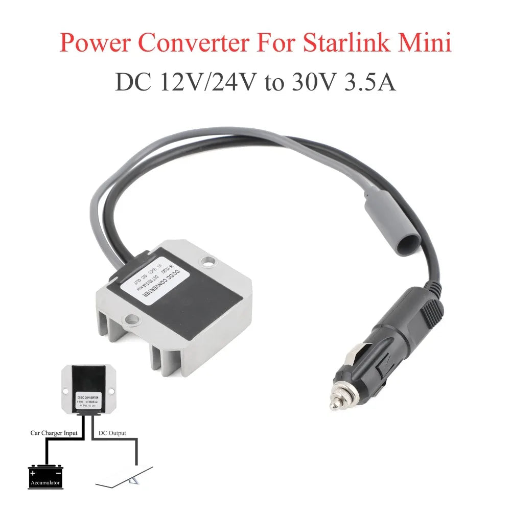 MINI 12/24V to 30V 3.5A For Starlink extension cable DC male to female 3/5/10/20m + DC power converter car charger to DC female Oasis Select