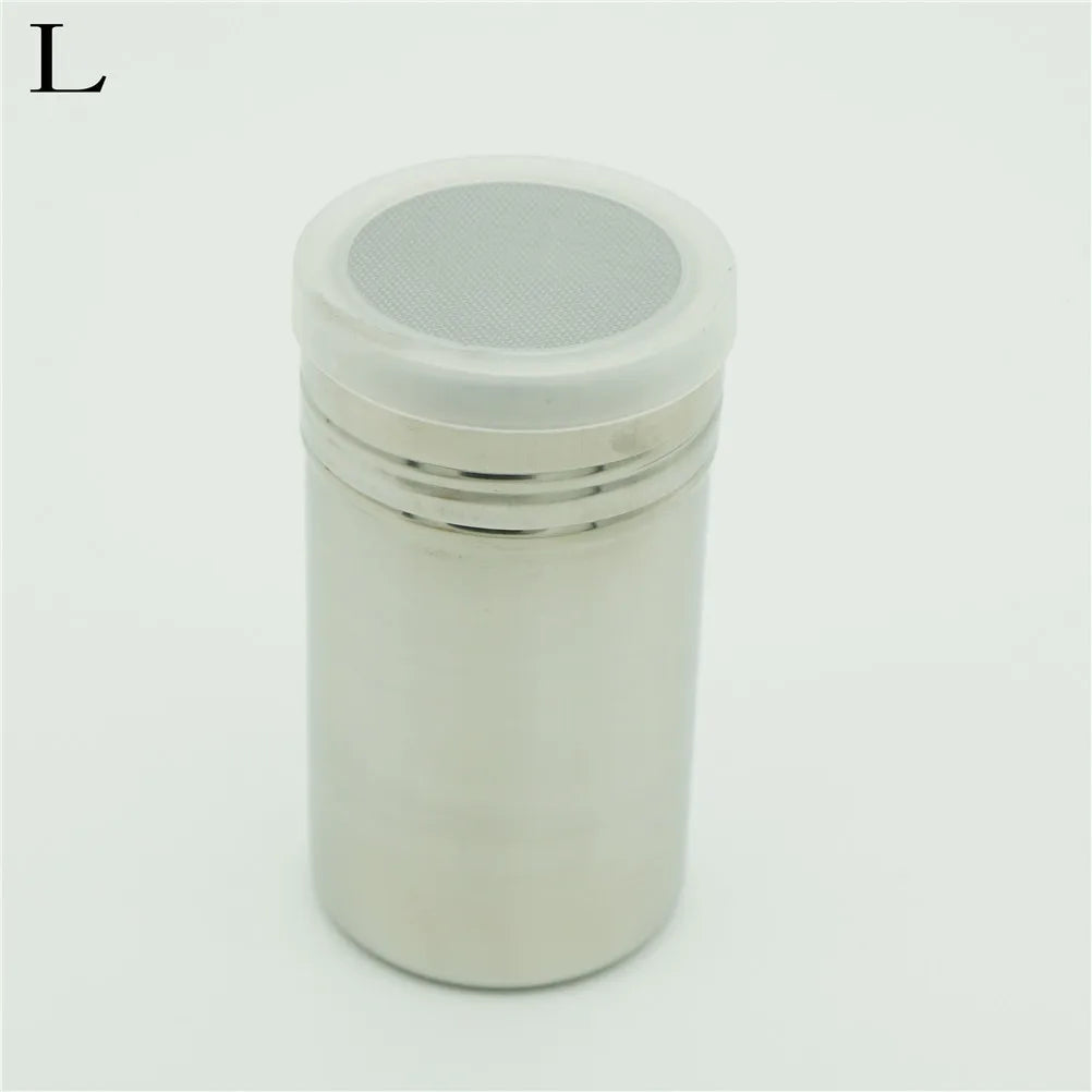Stainless Steel Sprinkle Powder Icing Sugar Cocoa Sugar Chocolate Flour Duster Shaker Tool Seasoning Bottle For Spices Oasis Select large