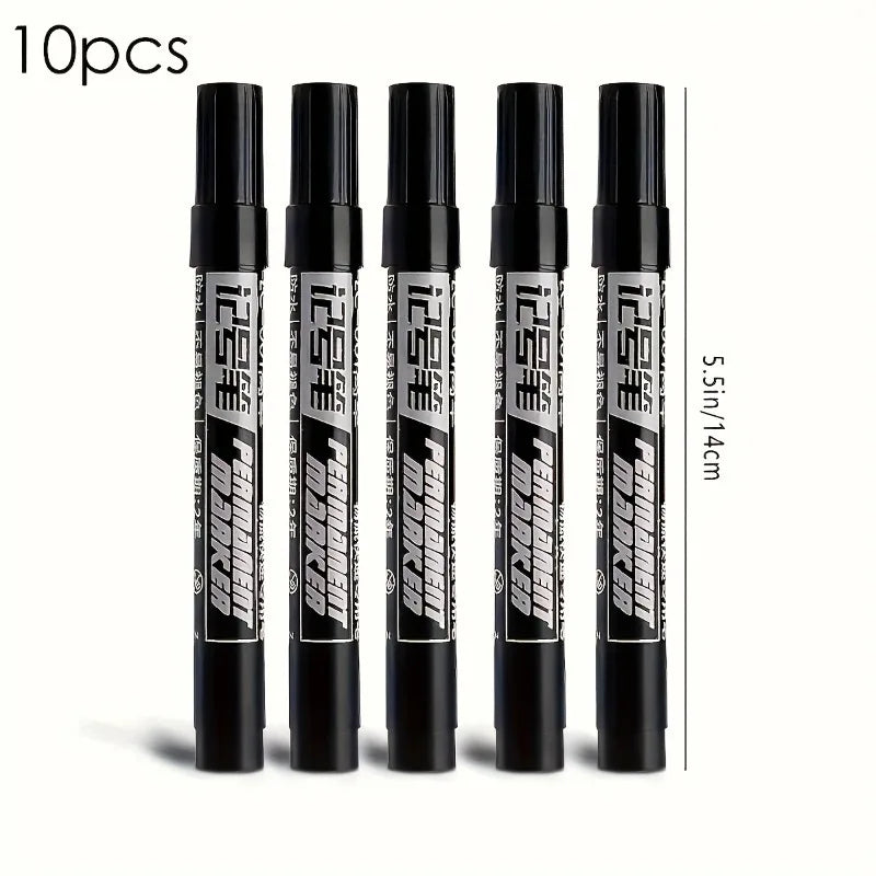 10/20pcs Permanent Marker Set, Waterproof Black Ink High-Capacity Oil-Based Pens, Office Supplies for Multi-Surface, Graffiti Oasis Select