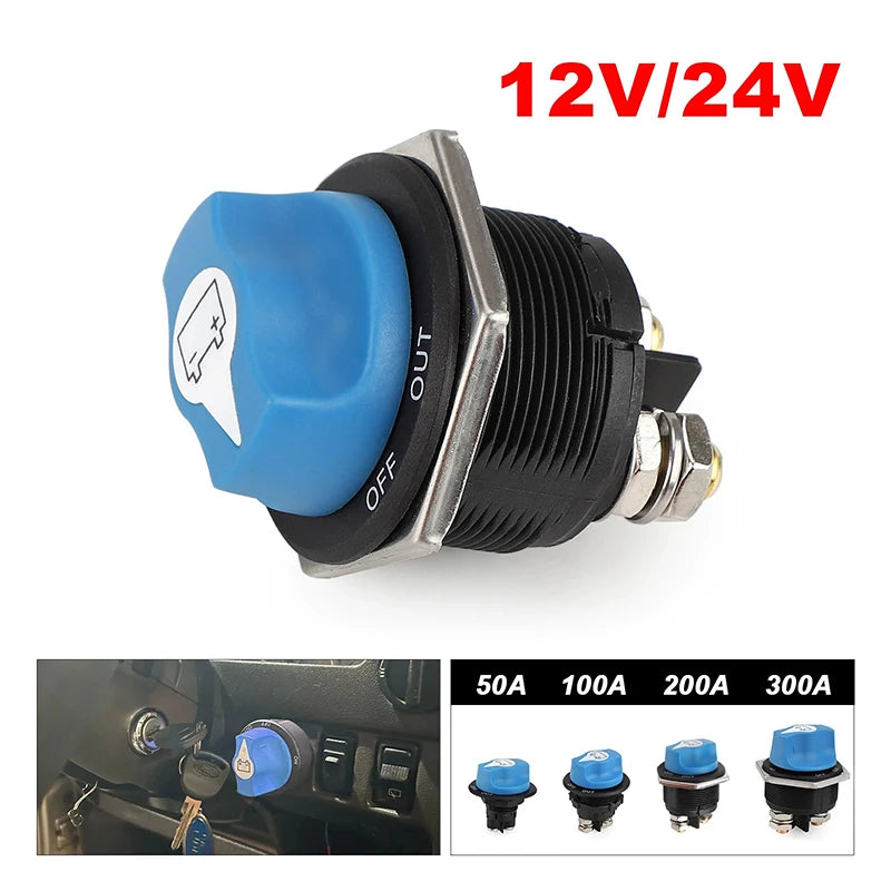 Car Battery Race Rally Switch 50 100 200 300A Blue Battery Disconnector Isolator Cut Off Switch Kit For RV Motorcycle Truck Boat Oasis Select