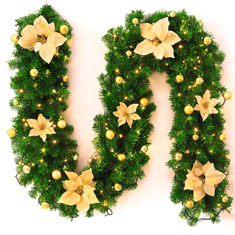 2.7-meter Encrypted Christmas Rattan Door Decorative Hanging Piece Christmas Decoration Christmas Decorations for Home Oasis Select 2.7 meters gold