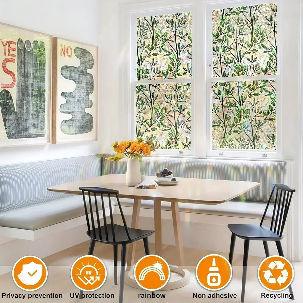 Colorful Crescent Geometric Privacy Window Film – Static Cling Decorative Window Film Oasis Select
