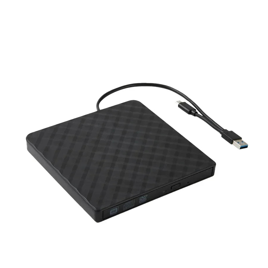 2-in-1 USB 3.0 TypeC Slim External DVD RW CD Writer Drive Burner Reader Player Optical Drives for Laptop Desktop PC DVD Burner Oasis Select Black