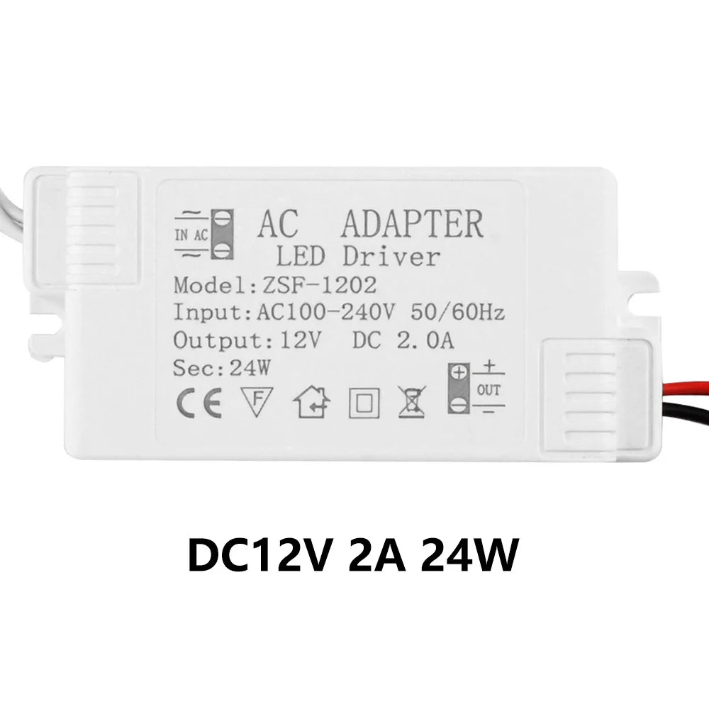 12V 6/12/18/24/36/48/60W LED Driver Constant Voltage Driving Power Supply 0.5/1/1.5/2/3/4/5A Power Supply Lighting Transformers Oasis Select 2A-24W