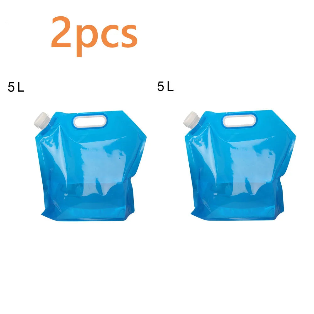 5/10L Camping Water Bag Portable Folding Water Bucket Large Water Container Outdoor Travel Collapsible Pouch Can Camping Supplie Oasis Select Normal 5L Blue 2p