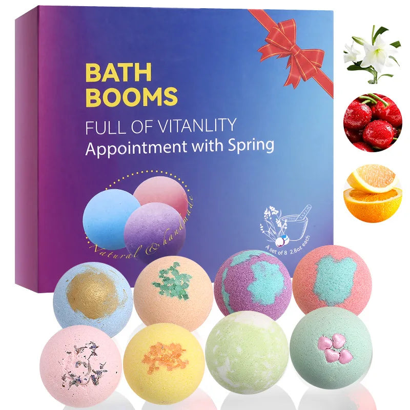 Bath Bomb Gift Set – 8 x 80g Moisturizing Fragrant Bath Balls