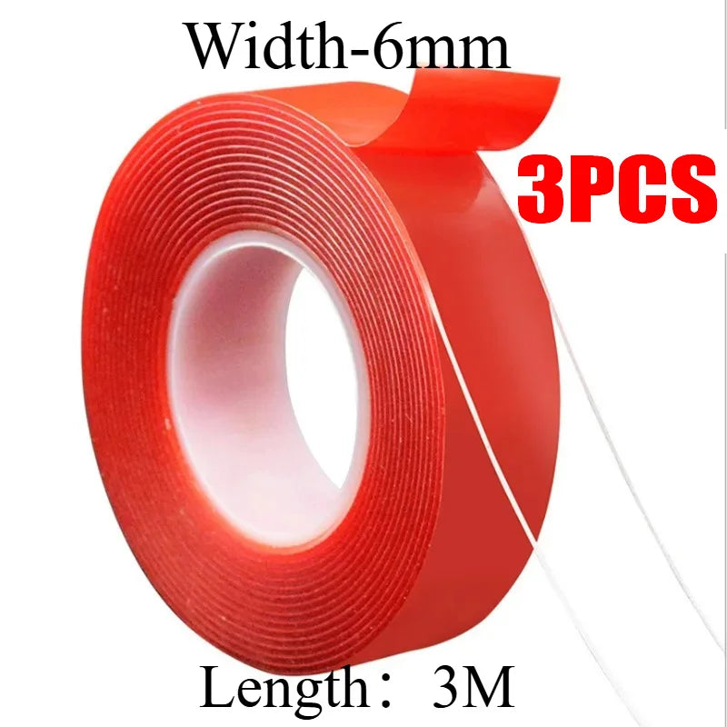 2pc Ultra Thin Transparent Red Film Double Sided Tape With HighTemperature Resistance No Marks Waterproof Adhesion Strong Adhes Oasis Select 6X3M-3pcs
