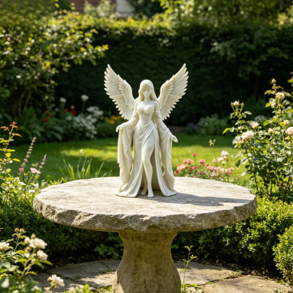 3D Printed Winged Goddess Angel Figurine Sacred Peace Desktop Statue Indoor Room Decor Housewarming Wedding Blessing Gift Oasis Select