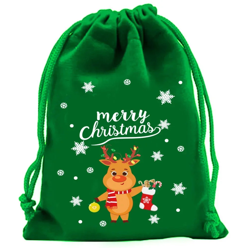 Christmas Velvet Drawstring Gift Bags | Candy & Jewelry Pouches