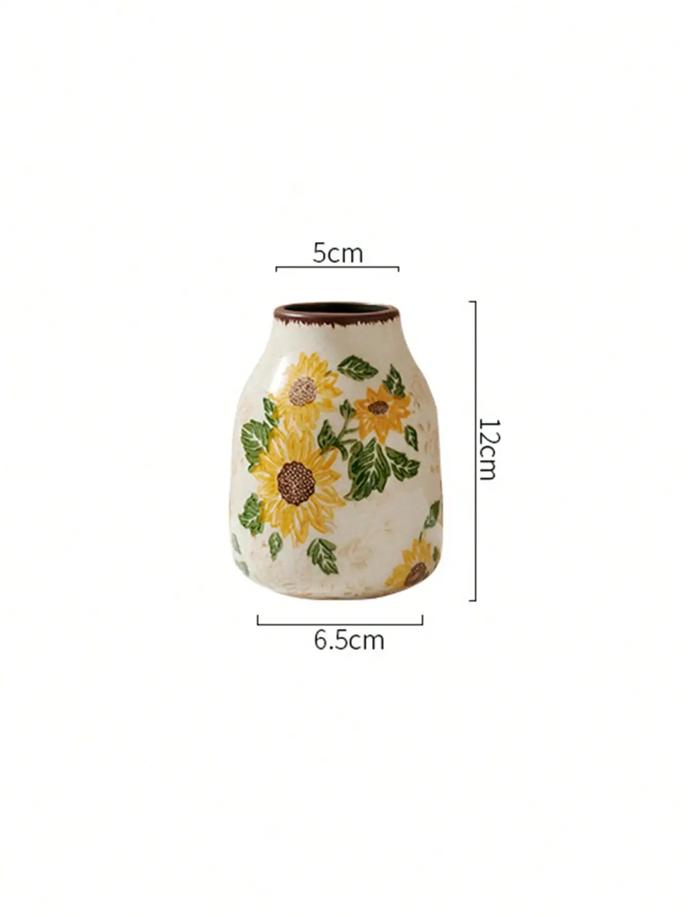 Rustic Style Sunflower Crack Glazed Ceramic Vase Display of Dried Flowers/fresh Flowers Vase Bohemian Home Decor in Living Rooms Oasis Select B