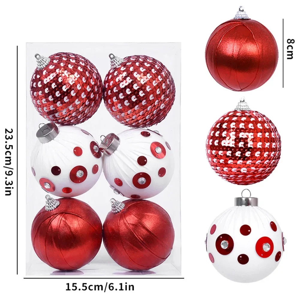 For Christmas Tree Decorative Balls Christmas Ball Set Blue Easy Hang Christmas Decorations Festive Atmosphere Oasis Select red and white China Mainland