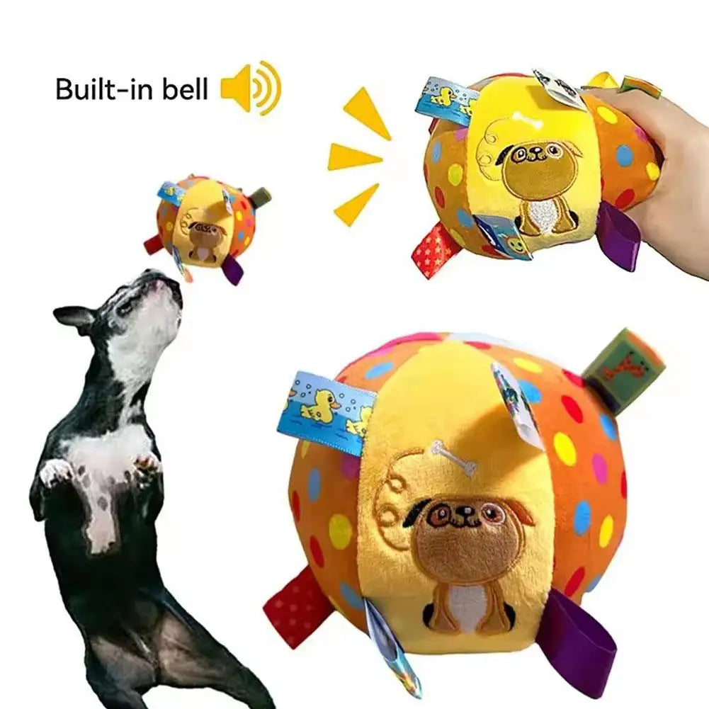 Interactive Plush Bell Ball Toy for Dogs – Chew, Play & Clean Dog Chew Ball Toy Oasis Select
