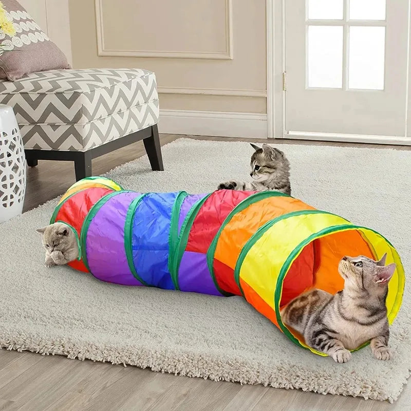 Collapsible Cat Play Tunnel Portable Interactive Entertainment Tube Multifunctional Toy for Kitten Puppy Daily Play Oasis Select