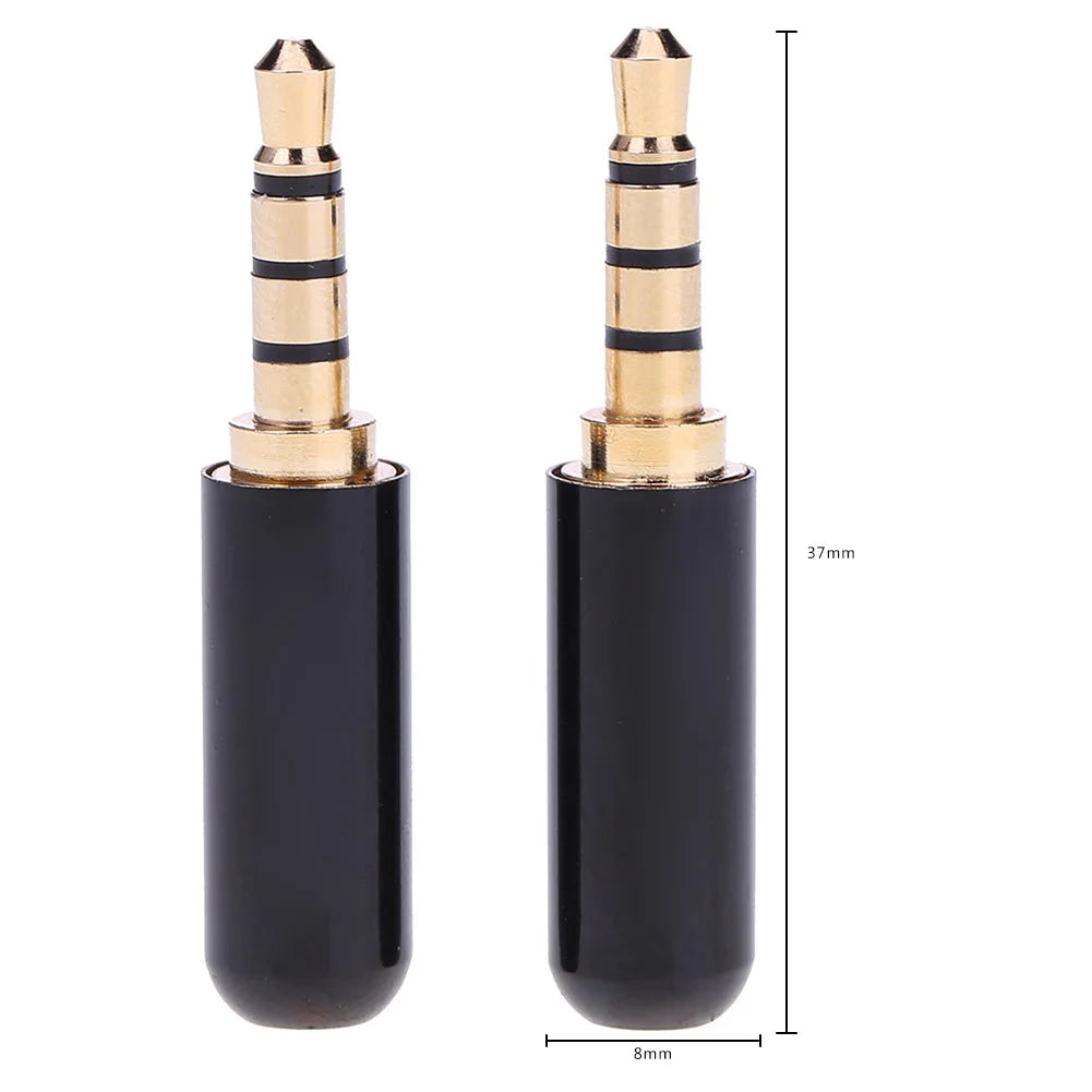 2pcs 3.5mm 1/8in TRRS 4-Pole Male Plug Adapter Headphone DIY Connectors Oasis Select