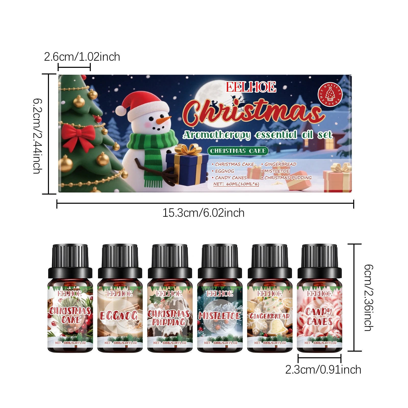 Christmas Essential Oil Set – 6 Festive Holiday Scents 6x10ml Aromatherapy Essential Oil Set Oasis Select 1 Set 6x10ml