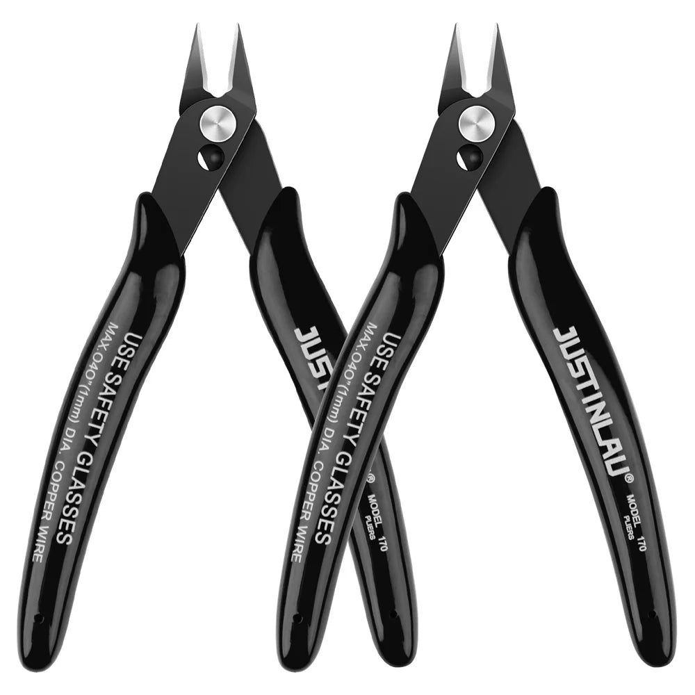 2Pcs Mini Nose Cutting Plier Electrical Wire Cable Cutter Metal Side Snips Flush Pliers Convenient Durable Tool Oasis Select black